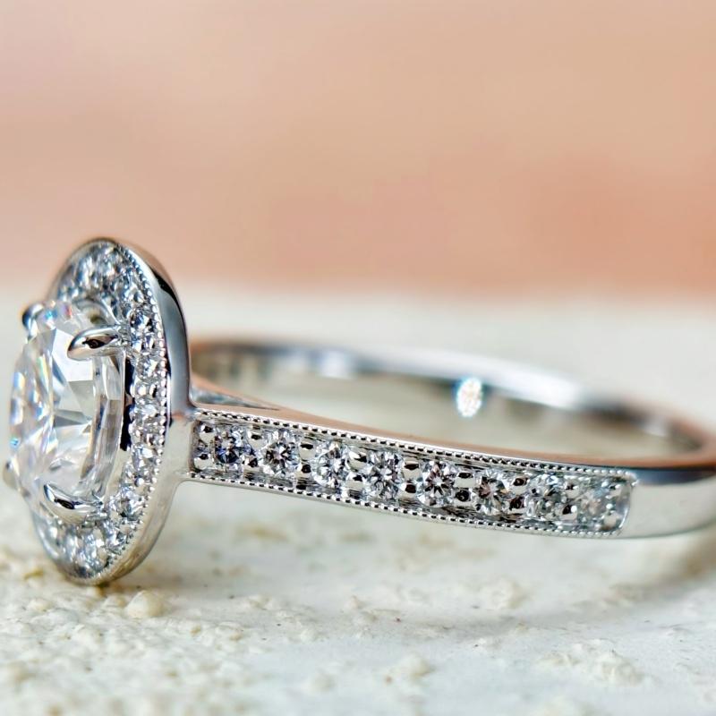 Moissanite Wedding Ring Set, Oval Cut Moissanite Engagement Ring