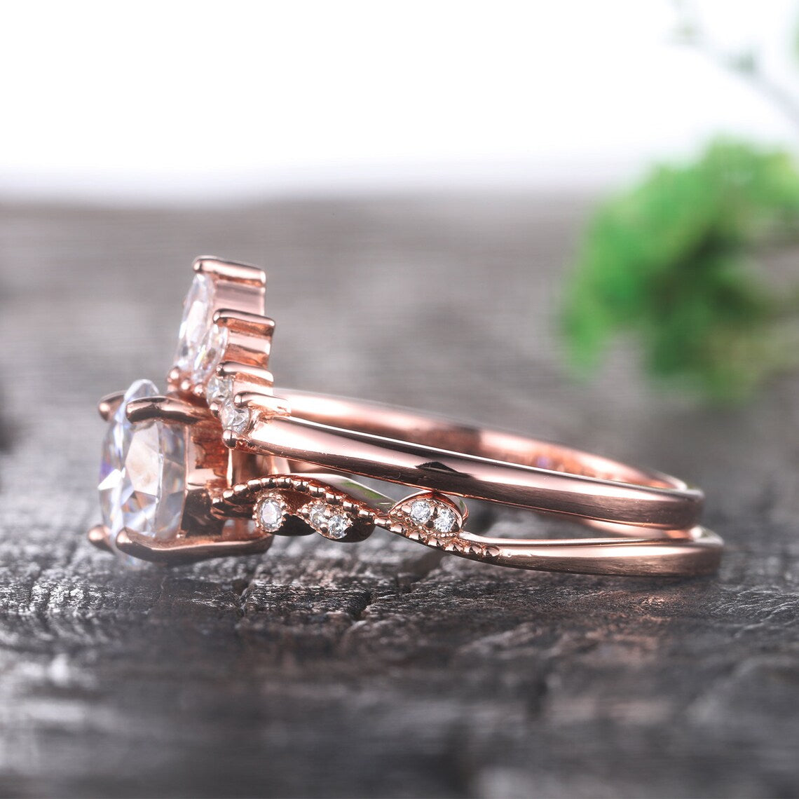 1.25 CT Round Cut Moissanite Ring, Moissanite Bridal Ring Set, 14K Rose Gold Rings, Moissanite Wedding Ring, Promise Ring, Engagement Ring