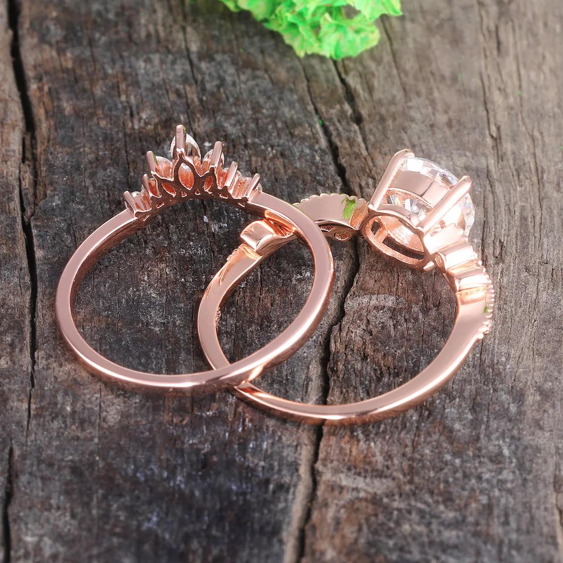 1.25 CT Round Cut Moissanite Ring, Moissanite Bridal Ring Set, 14K Rose Gold Rings, Moissanite Wedding Ring, Promise Ring, Engagement Ring